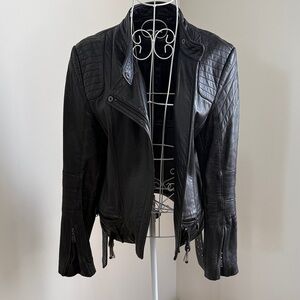 Via Spiga Quilted Black Leather Jacket